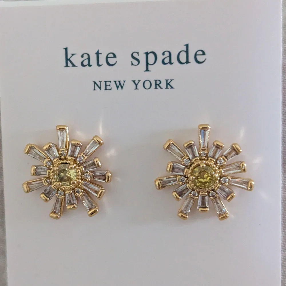NWT Kate Spade Sunny Studs - Gold/Clear/Yellow